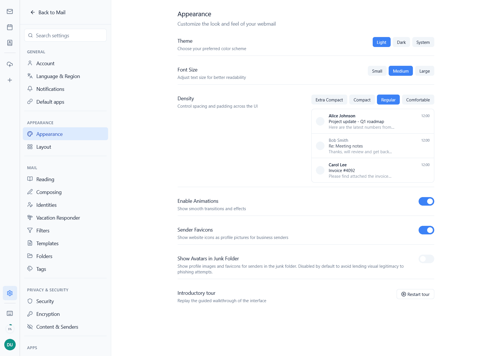 Settings · accounts & signing