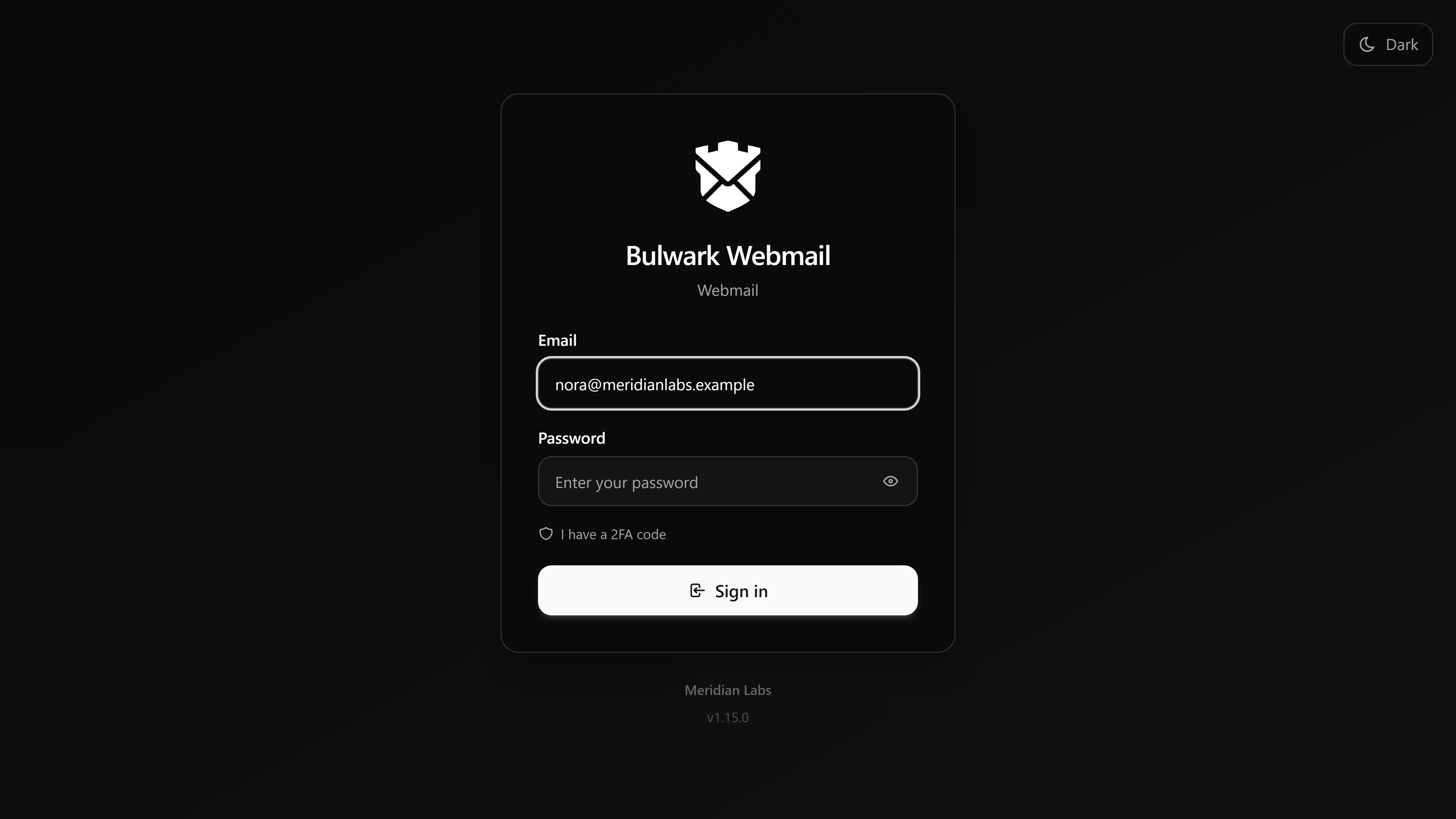 The login page with the password form